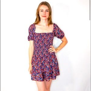 PARKER Floral Print Smocked Tiered Mini Dress